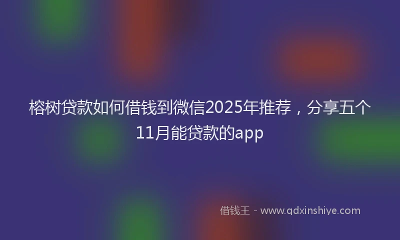 榕树贷款如何借钱到微信2025年推荐，分享五个11月能贷款的app