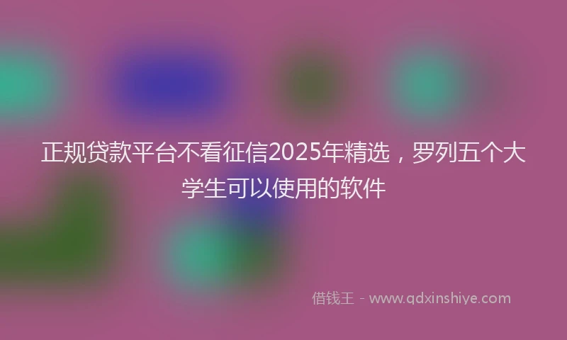 正规贷款平台不看征信2025年精选，罗列五个大学生可以使用的软件