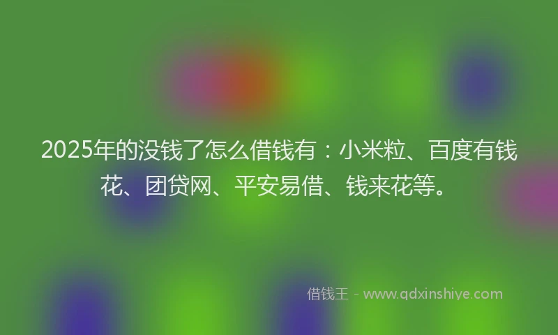 2025年的没钱了怎么借钱有：小米粒、百度有钱花、团贷网、平安易借、钱来花等。