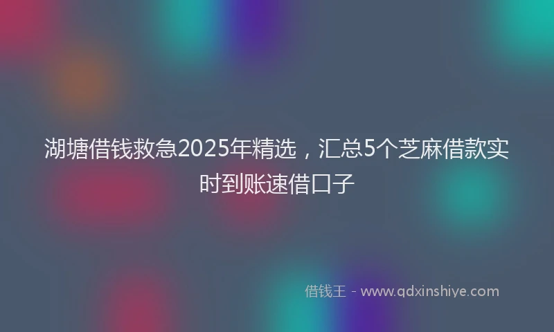 湖塘借钱救急2025年精选，汇总5个芝麻借款实时到账速借口子