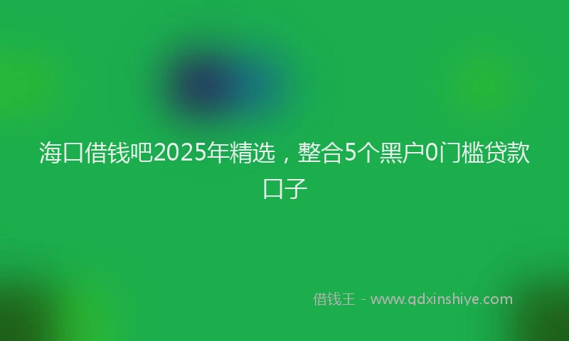 海口借钱吧2025年精选，整合5个黑户0门槛贷款口子