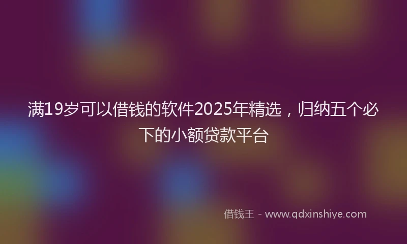 满19岁可以借钱的软件2025年精选，归纳五个必下的小额贷款平台