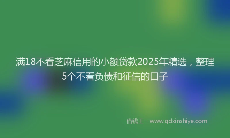 满18不看芝麻信用的小额贷款2025年精选，整理5个不看负债和征信的口子