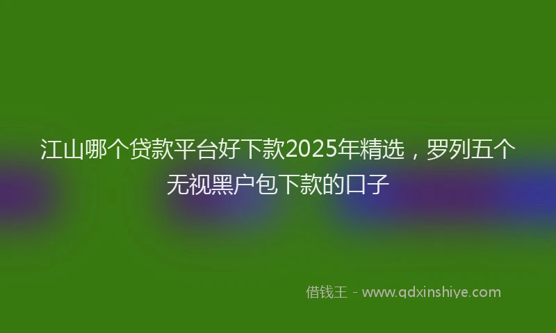 江山哪个贷款平台好下款2025年精选，罗列五个无视黑户包下款的口子