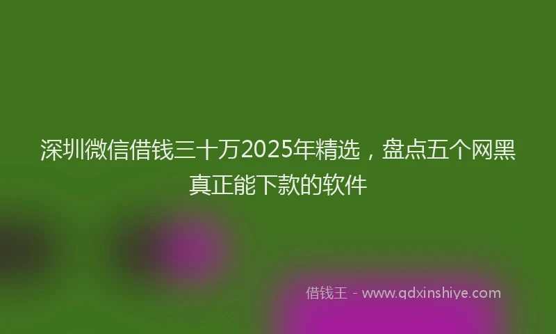 深圳微信借钱三十万2025年精选，盘点五个网黑真正能下款的软件