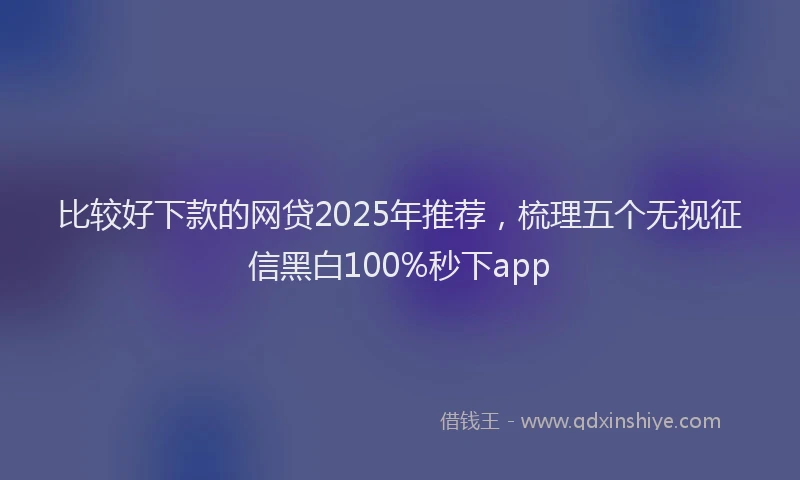 比较好下款的网贷2025年推荐，梳理五个无视征信黑白100%秒下app
