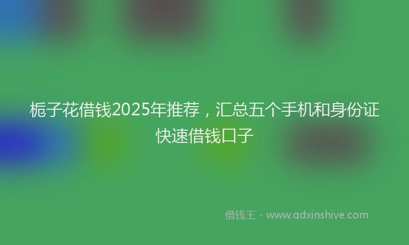 栀子花借钱2025年推荐，汇总五个手机和身份证快速借钱口子
