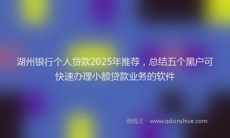 湖州银行个人贷款2025年推荐，总结五个黑户可快速办理小额贷款业务的软件