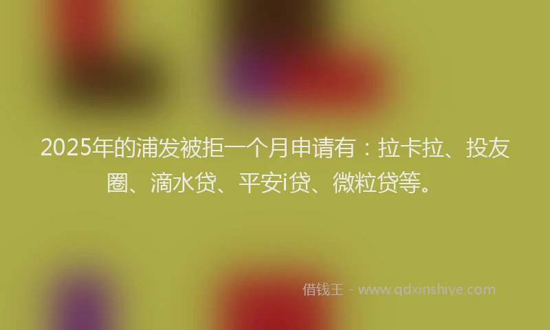 2025年的浦发被拒一个月申请有:拉卡拉、投友圈、滴水贷、平安i贷、微粒贷等。