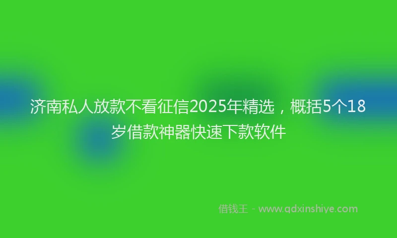 济南私人放款不看征信2025年精选，概括5个18岁借款神器快速下款软件