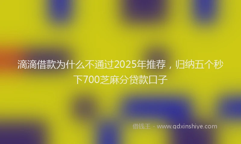滴滴借款为什么不通过2025年推荐，归纳五个秒下700芝麻分贷款口子