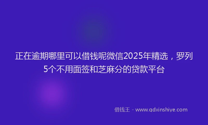 正在逾期哪里可以借钱呢微信2025年精选，罗列5个不用面签和芝麻分的贷款平台
