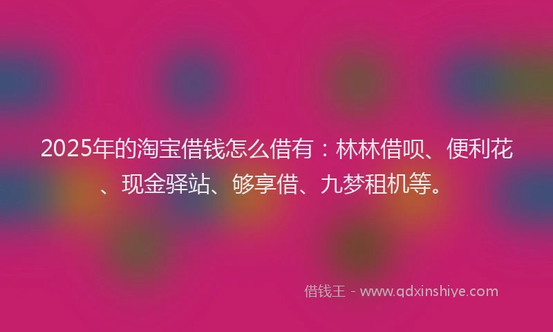 2025年的淘宝借钱怎么借有：林林借呗、便利花、现金驿站、够享借、九梦租机等。