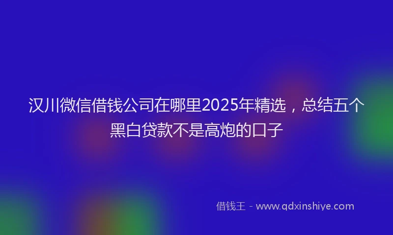 汉川微信借钱公司在哪里2025年精选，总结五个黑白贷款不是高炮的口子
