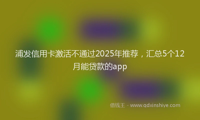 浦发信用卡激活不通过2025年推荐，汇总5个12月能贷款的app
