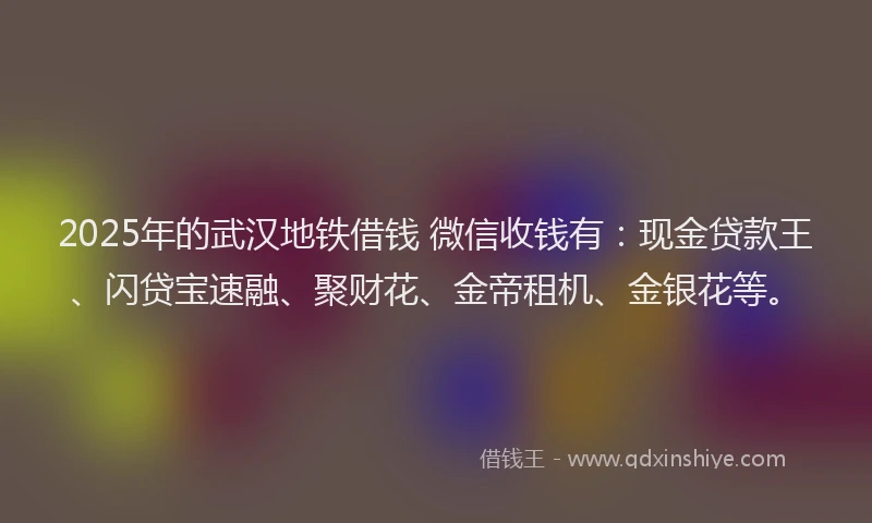 2025年的武汉地铁借钱 微信收钱有：现金贷款王、闪贷宝速融、聚财花、金帝租机、金银花等。