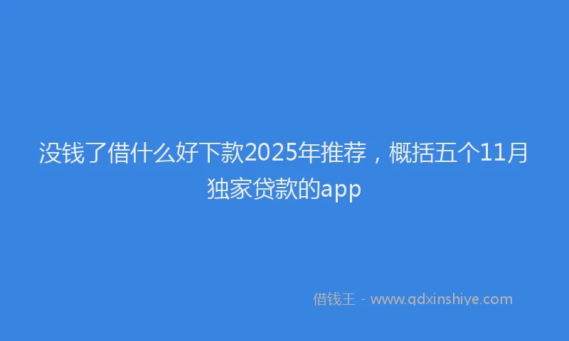 没钱了借什么好下款2025年推荐，概括五个11月独家贷款的app