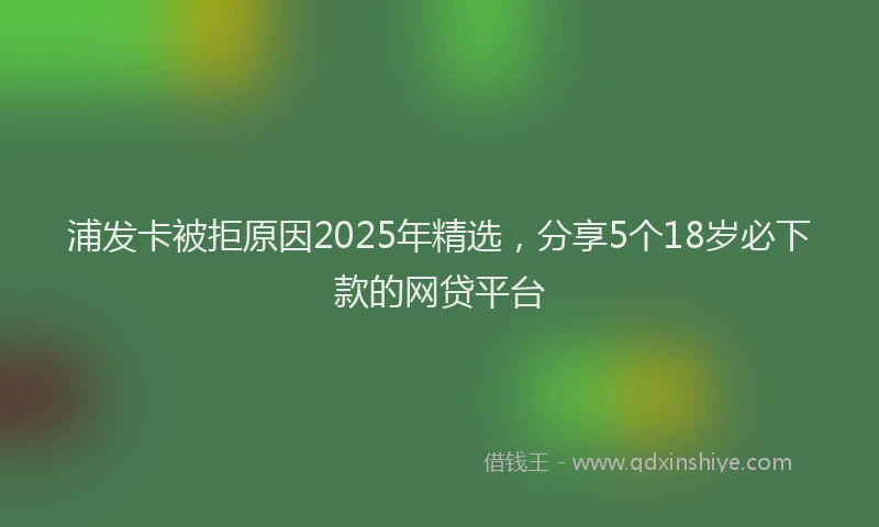浦发卡被拒原因2025年精选，分享5个18岁必下款的网贷平台
