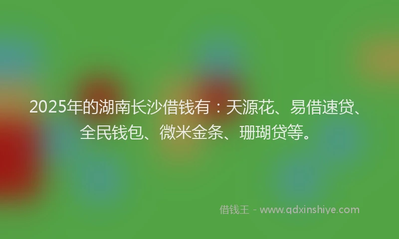 2025年的湖南长沙借钱有：天源花、易借速贷、全民钱包、微米金条、珊瑚贷等。