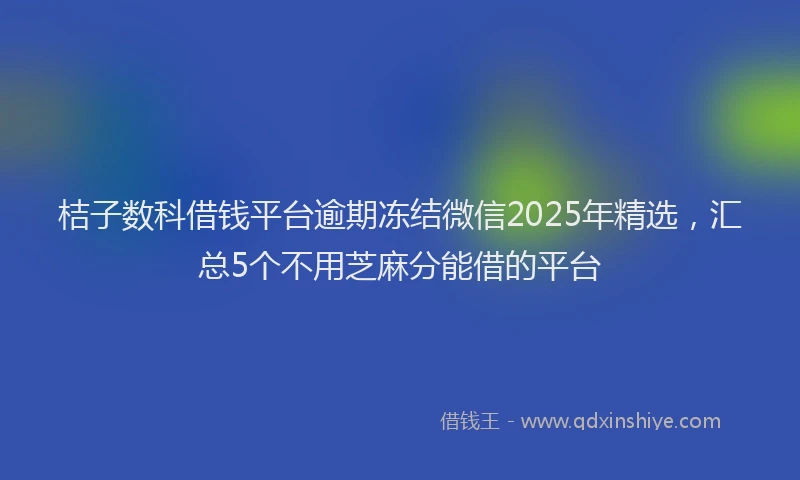 桔子数科借钱平台逾期冻结微信2025年精选，汇总5个不用芝麻分能借的平台