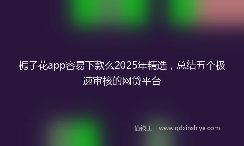 栀子花app容易下款么2025年精选，总结五个极速审核的网贷平台
