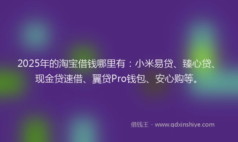 2025年的淘宝借钱哪里有：小米易贷、臻心贷、现金贷速借、翼贷Pro钱包、安心购等。