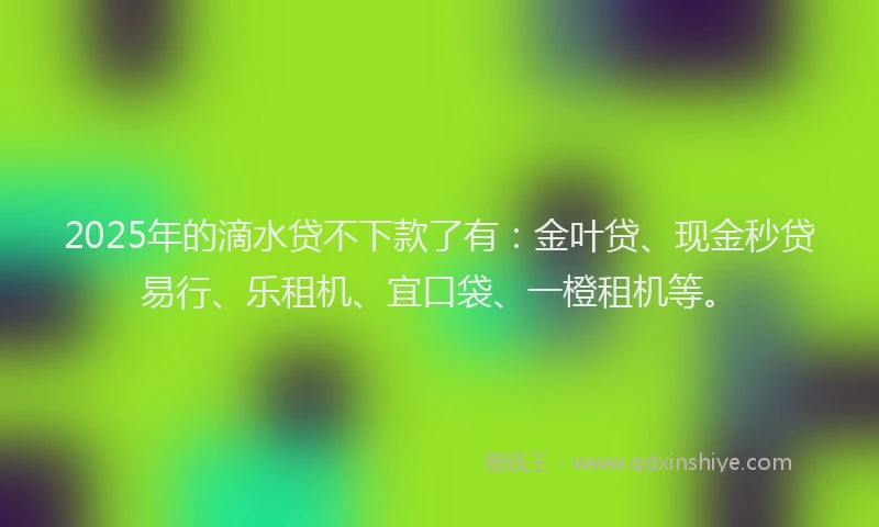 2025年的滴水贷不下款了有：金叶贷、现金秒贷易行、乐租机、宜口袋、一橙租机等。