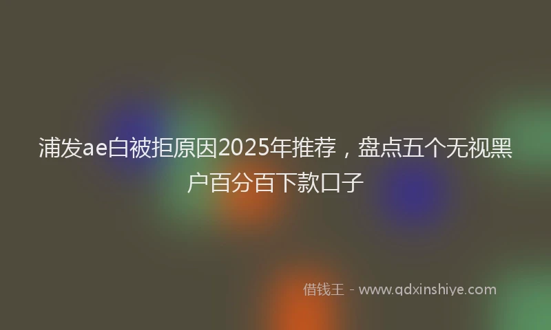 浦发ae白被拒原因2025年推荐，盘点五个无视黑户百分百下款口子