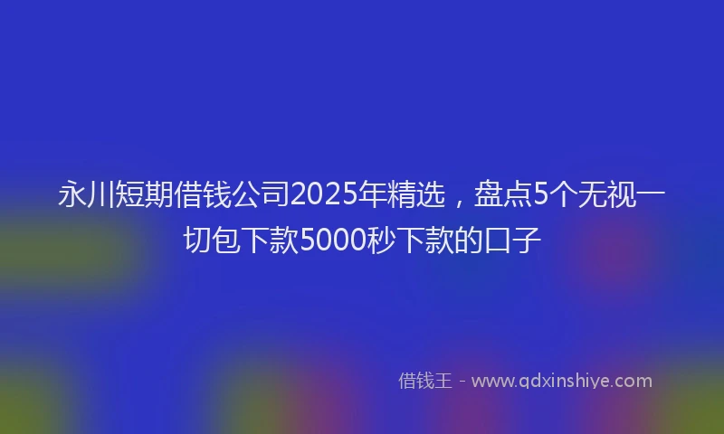 永川短期借钱公司2025年精选，盘点5个无视一切包下款5000秒下款的口子