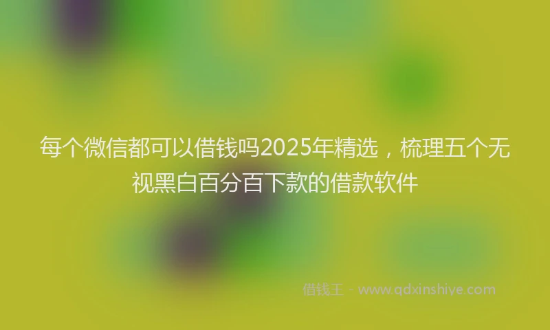 每个微信都可以借钱吗2025年精选，梳理五个无视黑白百分百下款的借款软件