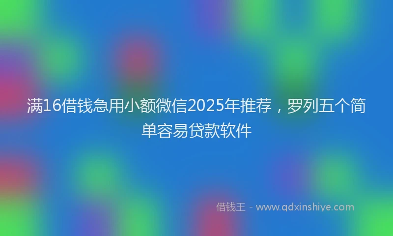 满16借钱急用小额微信2025年推荐，罗列五个简单容易贷款软件