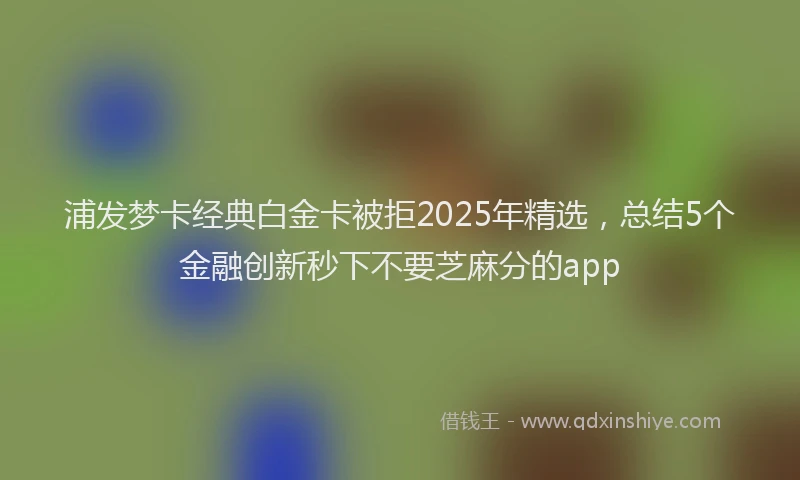 浦发梦卡经典白金卡被拒2025年精选，总结5个金融创新秒下不要芝麻分的app