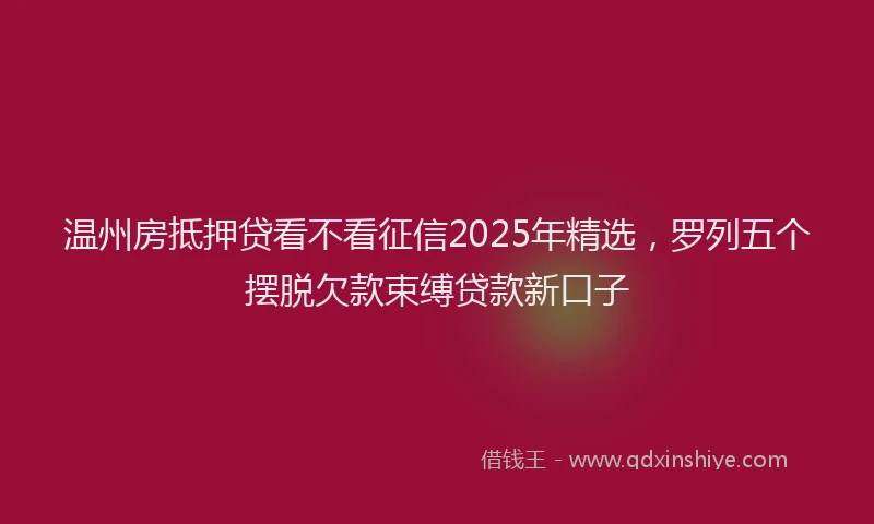 温州房抵押贷看不看征信2025年精选，罗列五个摆脱欠款束缚贷款新口子