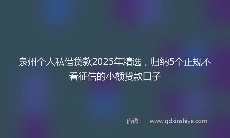 泉州个人私借贷款2025年精选，归纳5个正规不看征信的小额贷款口子