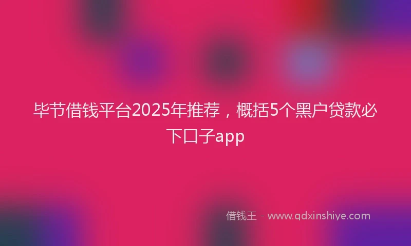 毕节借钱平台2025年推荐，概括5个黑户贷款必下口子app