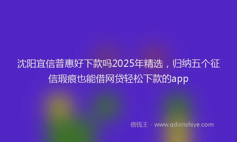 沈阳宜信普惠好下款吗2025年精选，归纳五个征信瑕疵也能借网贷轻松下款的app