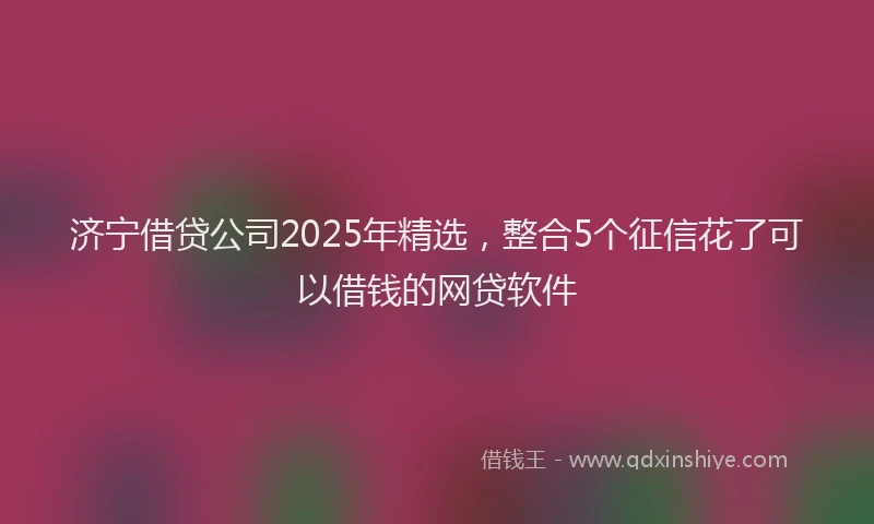 济宁借贷公司2025年精选，整合5个征信花了可以借钱的网贷软件
