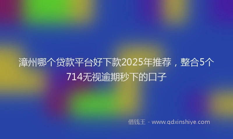 漳州哪个贷款平台好下款2025年推荐，整合5个714无视逾期秒下的口子
