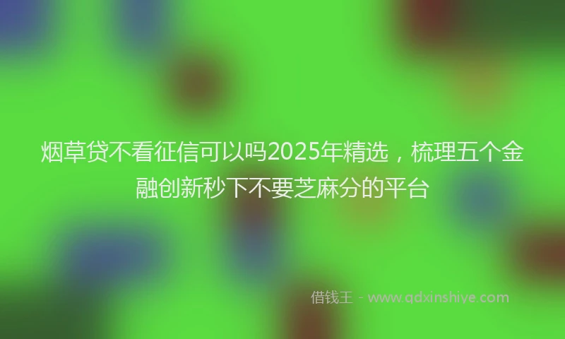 烟草贷不看征信可以吗2025年精选，梳理五个金融创新秒下不要芝麻分的平台