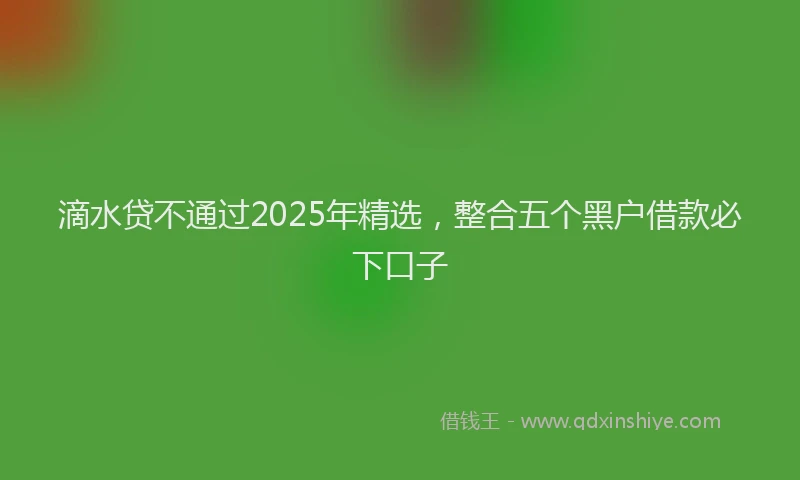 滴水贷不通过2025年精选，整合五个黑户借款必下口子