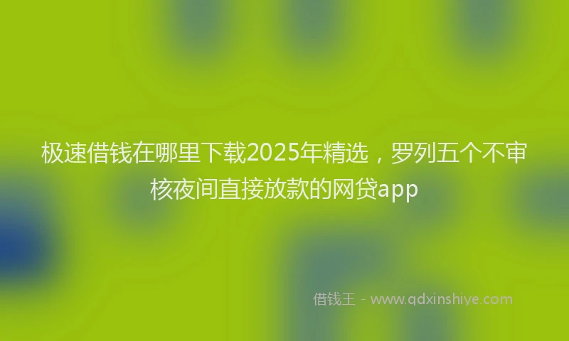 极速借钱在哪里下载2025年精选，罗列五个不审核夜间直接放款的网贷app
