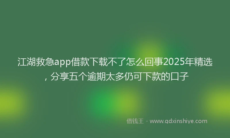 江湖救急app借款下载不了怎么回事2025年精选，分享五个逾期太多仍可下款的口子