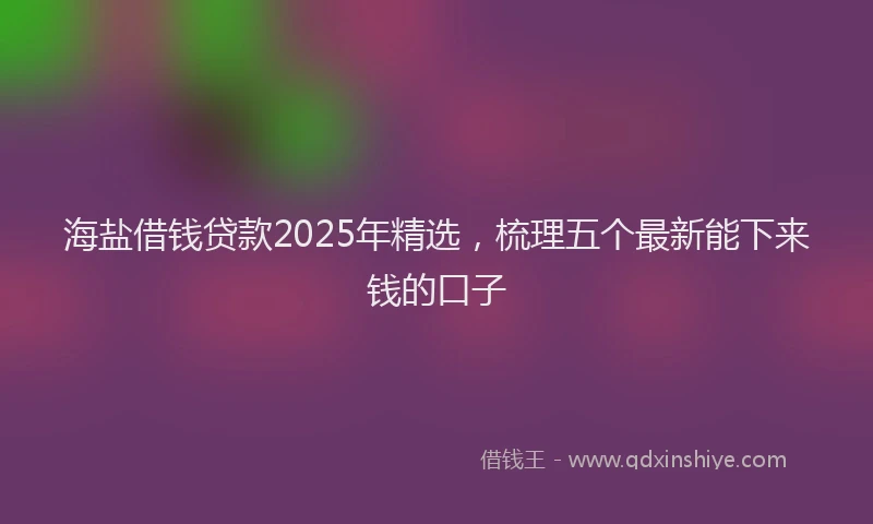 海盐借钱贷款2025年精选，梳理五个最新能下来钱的口子