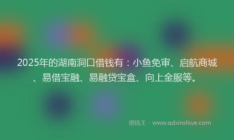 2025年的湖南洞口借钱有：小鱼免审、启航商城、易借宝融、易融贷宝盒、向上金服等。