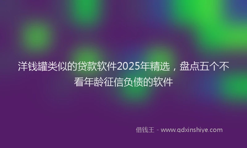 洋钱罐类似的贷款软件2025年精选，盘点五个不看年龄征信负债的软件