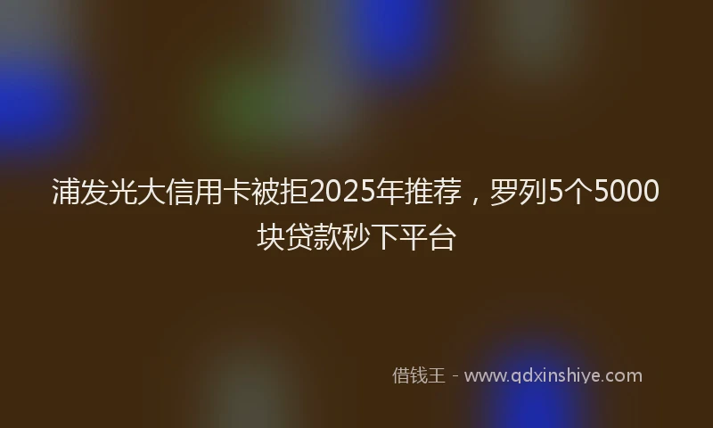 浦发光大信用卡被拒2025年推荐，罗列5个5000块贷款秒下平台