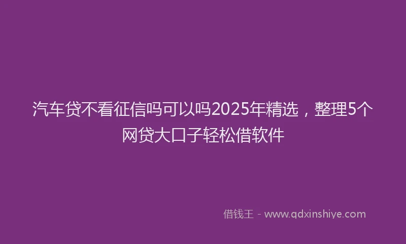 汽车贷不看征信吗可以吗2025年精选，整理5个网贷大口子轻松借软件