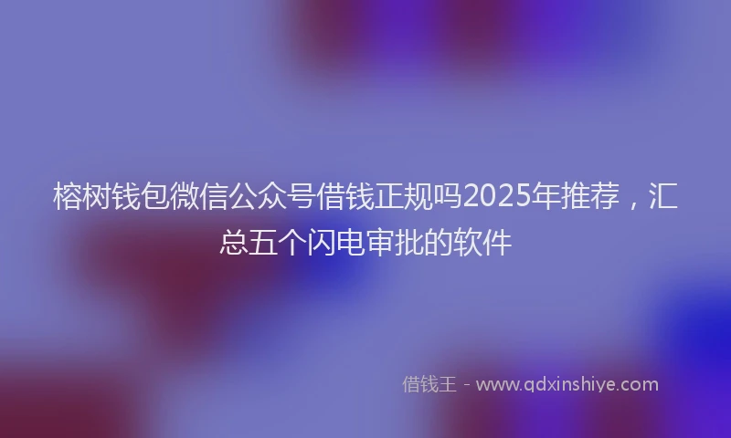 榕树钱包微信公众号借钱正规吗2025年推荐，汇总五个闪电审批的软件