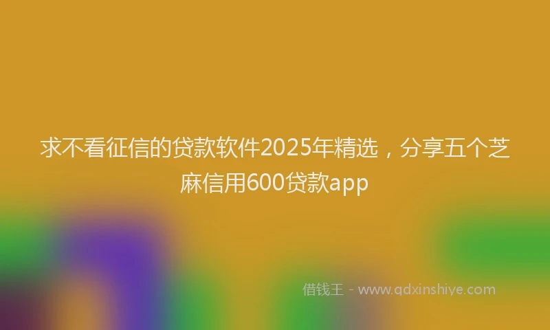 求不看征信的贷款软件2025年精选，分享五个芝麻信用600贷款app