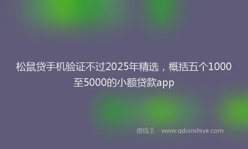 松鼠贷手机验证不过2025年精选，概括五个1000至5000的小额贷款app